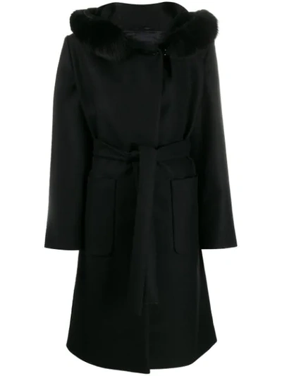 Fay Hooded Lobster-fastening Coat In Black