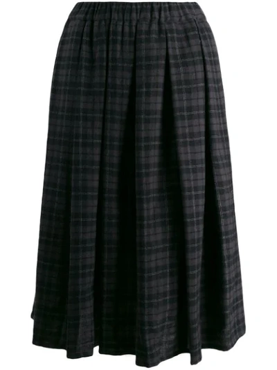 Apuntob Pleated Plaid Skirt In Black