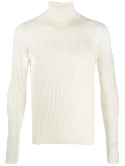 Gucci Ribbed Turtle Neck Jumper In Neutrals