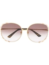 Gucci Striped Detail Sunglasses In Gold
