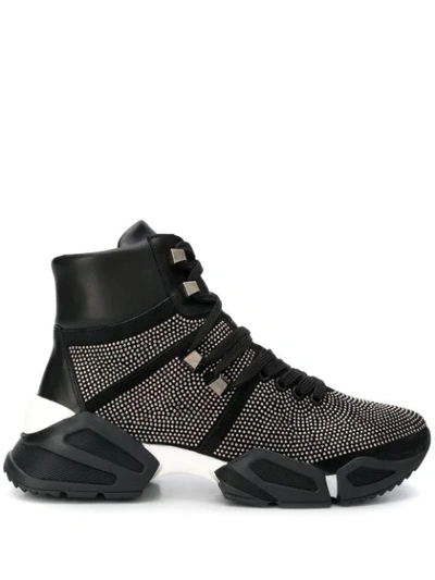 Tosca Blu Embellished High Top Trainers In Black