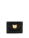 Moschino Teddy Bear Tri-fold Purse In Black