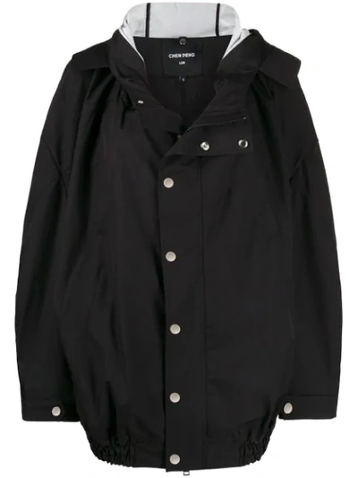 Chen Peng Oversized Hooded Jacket In Black