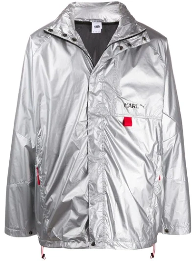 Puma X Karl Lagerfeld Metallic Windbreaker In Silver