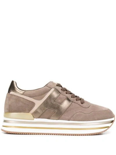 Hogan Maxi H222 Sneakers In Brown