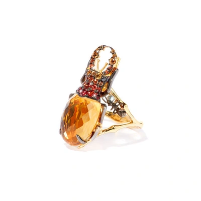 Annoushka 18kt Yellow Gold Mythology Citrine Beetle Ring In 18ct Yellow Gold