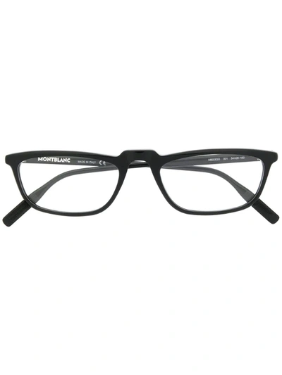Montblanc Matte-finish Square Frame Glasses In Black