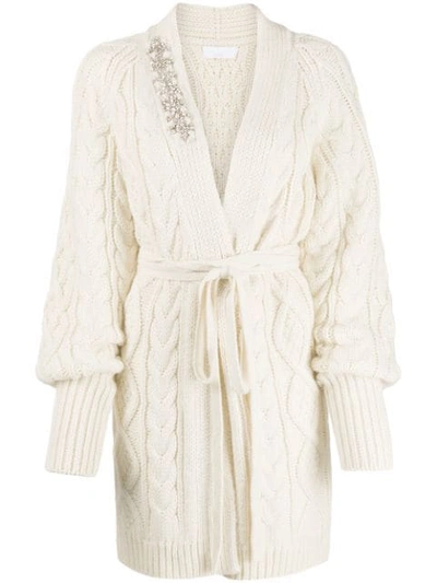 P.a.r.o.s.h Embellished Wrap Cardigan In Neutrals