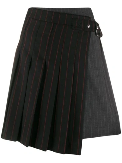Mcq By Alexander Mcqueen Pinstripe Buckled Skirt In Black