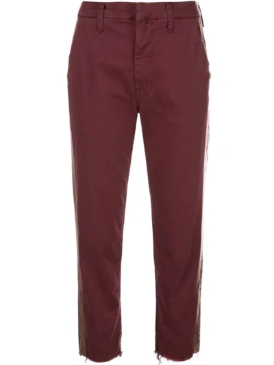 Mother Metallic Stripe Jeans In Red