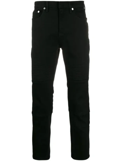 Neil Barrett Ribbed-trim Slim Jeans In Black