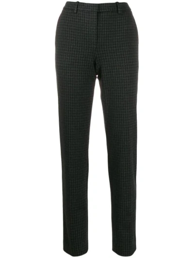 Theory Houndstooth Tapered Trousers In Grey