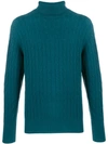 N•peal Cable Roll-neck Jumper In Green