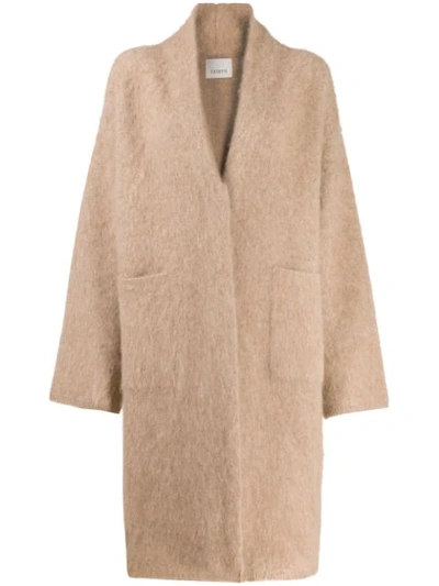 Laneus Oversized Knit Coat In Camel