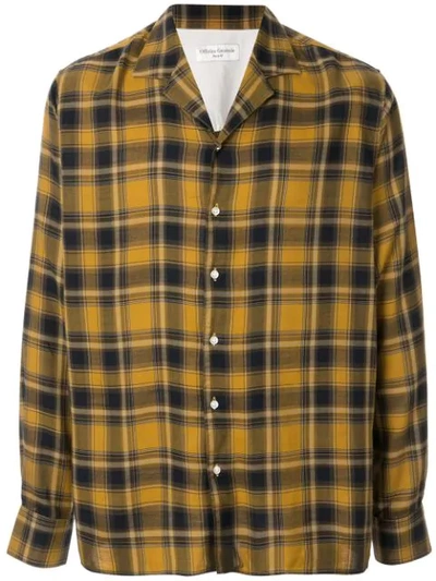 Officine Generale Plaid Print Shirt In Yellow