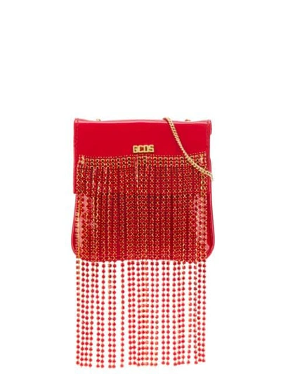 Gcds Mini Rhinestone Cross Body Bag In Red