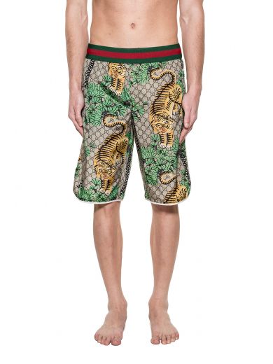 Gucci Bengal Print Swim Shorts In 