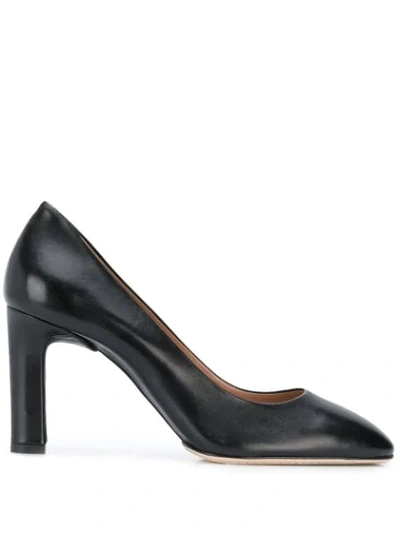 Santoni Square-toe Polished Pumps In Black