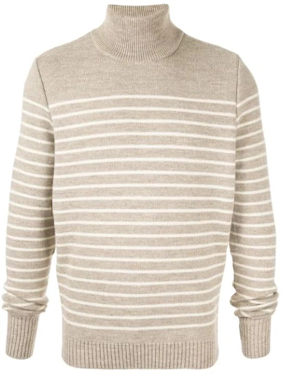 Fumito Ganryu Striped Roll Neck Jumper In Neutrals