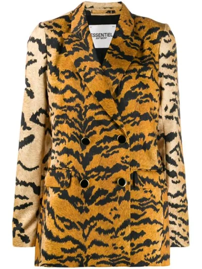 Essentiel Antwerp Travolta Tiger-print Blazer In Yellow