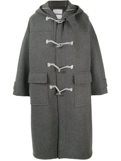 Fumito Ganryu Hooded Duffle Coat In Grey