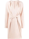Stella Mccartney Twist-front Split-sleeve Dress In Pink