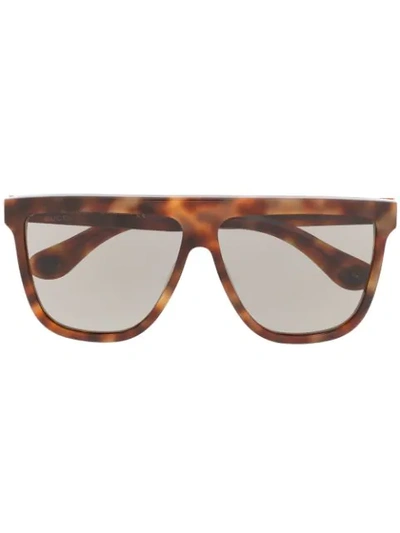 Gucci Tortoiseshell-effect Square Tinted Sunglasses In Brown