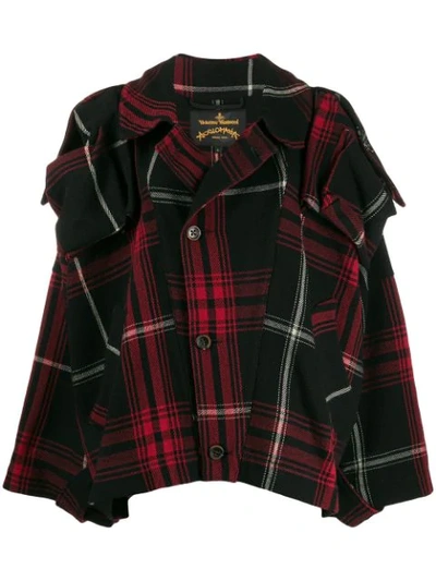 Vivienne Westwood Anglomania Tartan Cape Jacket In Black