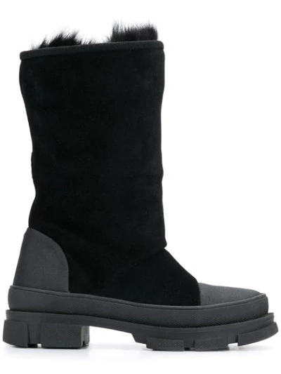 Dsquared2 Fur Trimmed Ankle Boots In Black