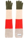Ganni Striped Long Gloves In Neutrals