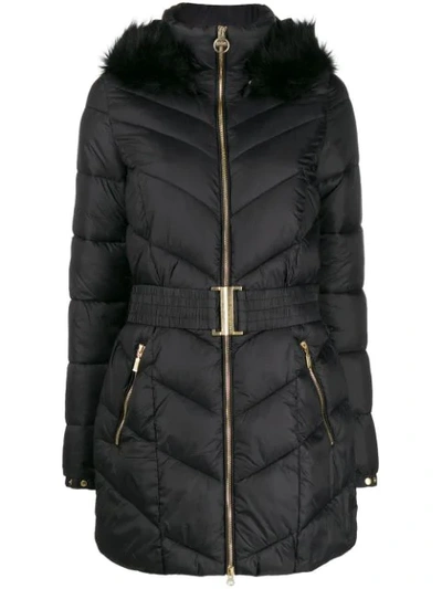 Barbour Belted Puffer Coat In Black