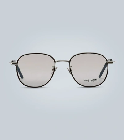 Saint Laurent Round-frame Metal Optical Glasses In Silver