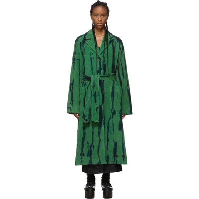 Raquel Allegra Green Cord Tie-dye Coat In Jade Td
