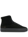 Common Projects Tournament Shearling-lined Suede High-top Sneakers In Black