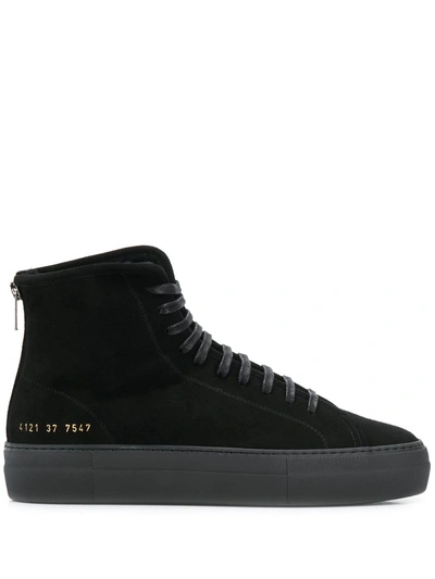 Common Projects Tournament Shearling-lined Suede High-top Sneakers In Black  | ModeSens