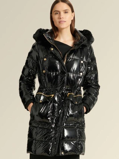 Donna Karan Women's Down Fill Parka With Fur-lined Hood - In Black