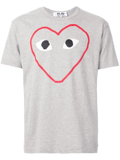 Comme Des Garçons Play Logo-print Cotton-jersey T-shirt In Grey