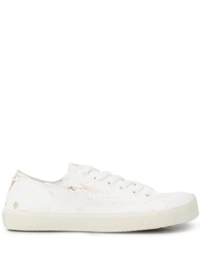 Maison Margiela Tabi Distressed Canvas Sneakers In White