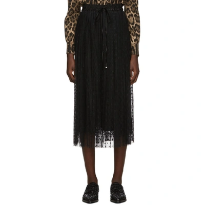Dolce & Gabbana Dolce And Gabbana Black Tulle Pleated Polka Dot Skirt In N0000 Black