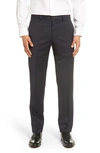 Zanella Devon Flat Front Classic Fit Bird's Eye Wool Dress Pants In Navy