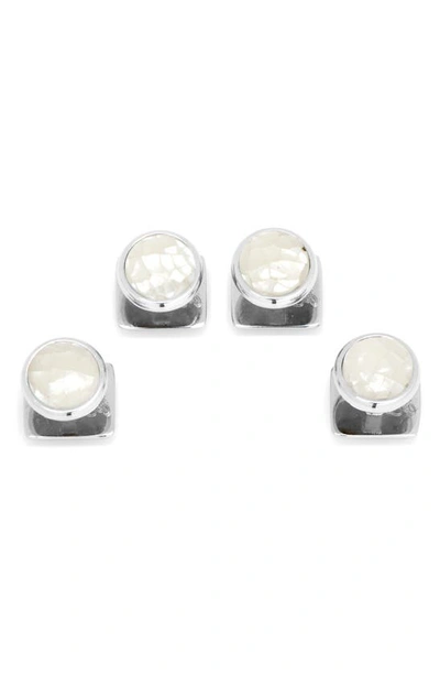 Cufflinks, Inc Mosaic Mother-of-pearl Shirt Studs In Metallic Silver