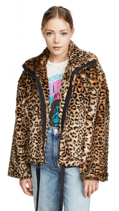 Rebecca Minkoff Brigit Faux Fur Leopard Print Jacket In Multi