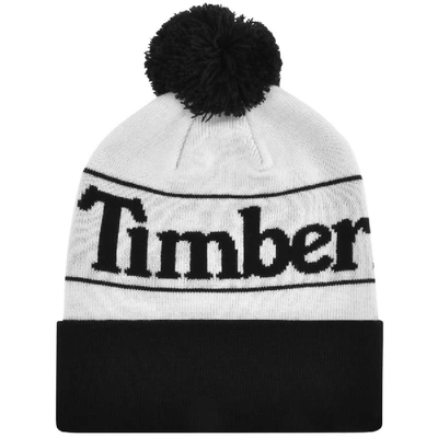 Timberland Pom Beanie Hat Black In White
