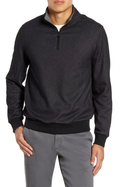 Zachary Prell Braemore Fleece Lined Quarter Zip Pullover In Black