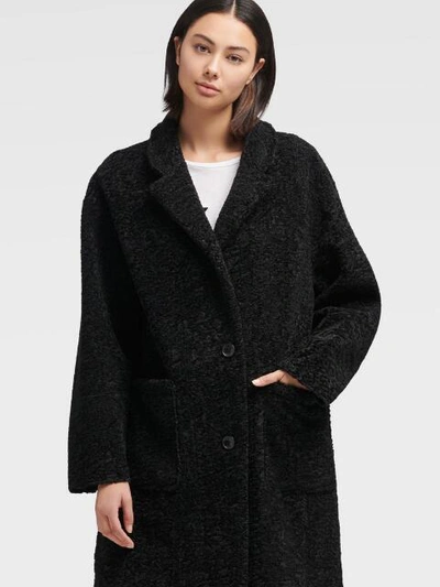 Donna Karan Women's Faux Shearling Coat - In Dark Grey