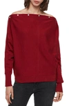 Allsaints Elle Snap-detail Sweater In Cranberry Red