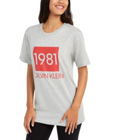 Calvin Klein 1981 Bold Lounge Short-sleeve Crew Neck Tee In Grey Heather
