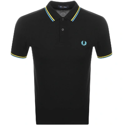 Fred Perry Twin Tipped Extra Slim Fit Pique Polo In Black