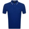 Fred Perry Twin Tipped Extra Slim Fit Pique Polo In Blue
