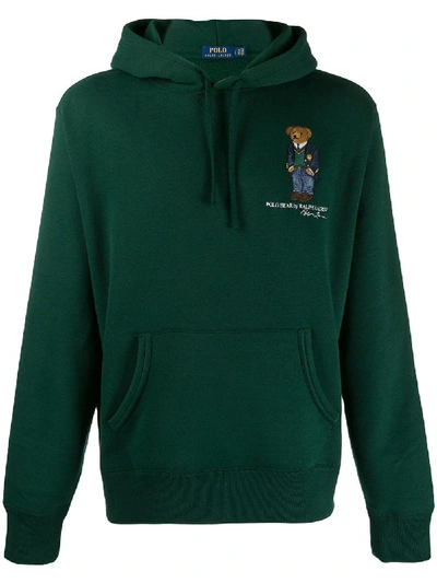 Polo Ralph Lauren Logo-embroidered Fleece-back Cotton-jersey Hoodie In Green